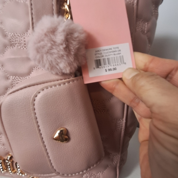 💎 NWT JUICY COUTURE DEMURE QUILTED TOTE | Blush Pink - Picture 6 of 7